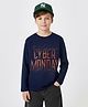 Primo Gino 100% Cotton Knit Full Sleeves T-Shirt With Cyber Monday Text Print- Navy Blue