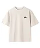 ALAN JONES Cotton Blend Knit Half Sleeves Apped Text Patch Detailed Oversized Tee - Light Grey