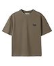 ALAN JONES Cotton Blend Knit Half Sleeves Apped Text Patch Detailed Oversized Tee - Olive Green