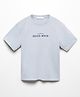 ALAN JONES Cotton Blend Knit Half Sleeves Always Good Ways Text Printed Oversized Tee - Sky Blue