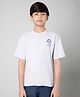 ALAN JONES Cotton Blend Knit Half Drop Shoulder Sleeves Everything Is Alright Text Printed Oversized Tee - Grey