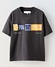 ALAN JONES Cotton Blend Knit Half Drop Shoulder Sleeves Be You But Cooler Text Printed Oversized Tee - Charcoal Grey