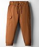 Simply Premium Twill Woven Full Length Solid Colour Jogger - Brown
