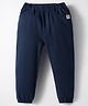 Simply Premium Cotton Woven Full Length Solid Jogger - Navy Blue