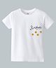 KAVEE Pure Cotton Knit Janmashtami Theme Half Sleeves Krishna Text Printed Biowashed Tee - White