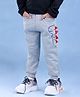 Nino Togs Cotton Looper Knit Dinosaur Printed & Applique Detailed Joggers - Grey