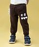 Nino Togs Cotton Looper Knit Smiley Patch Embroidered & Applique Detailed Joggers - Dark Brown