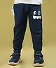 Nino Togs Cotton Looper Knit Smiley Patch Embroidered & Applique Detailed Joggers - Blue