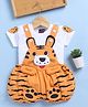 Jb Club Cotton Knit Tiger Applique Detailed Dungaree WIth Half Sleeves Tee - Orange