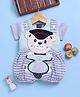 Jb Club Cotton Knit Half Sleeves Teddy Bear Patch Detailed Dungaree & Half Sleeves Tee Set - Green