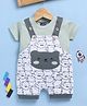 Jb Club Cotton Knit Half Sleeves Teddy Bear Patch Detailed Dungaree & Half Sleeves Tee Set - Green