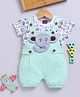 Jb Club Cotton Knit Baby Elephant Face Applique Detailed Dungaree With Half Sleeves Tee Set - Green