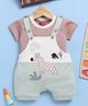 Jb Club Cotton Half Sleeves Deer Printed Dungaree With Tee Set - Green