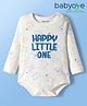 Babyoye 100% Cotton Interlock Knit Full Sleeves Onesie with Animal Print - White