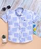 blushh berry Cotton Blend Woven Half Sleeves Abstract Printed Shirt - Blue