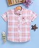 blushh berry Cotton Blend Woven Half Sleeves Checked Shirt - Pink