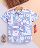 blushh berry Cotton Blend Woven Half Sleeves Abstract Printed Shirt - Blue
