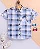 blushh berry Cotton Blend Woven Half Sleeves Checked Shirt - Grey