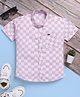 blushh berry Cotton Blend Woven Half Sleeves Chessboard Checked Shirt - Pink