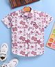blushh berry Cotton Blend Woven Half Sleeves 90 Number Printed Shirt - Red
