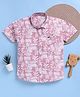 blushh berry Cotton Blend Woven Half Sleeves Leaves Printed Shirt - Pink