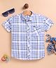 blushh berry Cotton Blend Woven Half Sleeves Checked Shirt - Blue