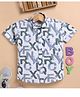 blushh berry Cotton Blend Woven Half Sleeves Alphabets Printed Shirt - White