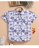 blushh berry Cotton Blend Woven Half Sleeves Stars & 09 Numericals Printed Shirt - Blue