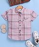 blushh berry Cotton Blend Woven Half Sleeves Checked Shirt - Maroon