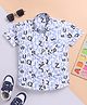 blushh berry Cotton Blend Woven Half Sleeves Alphabets Printed Shirt - White