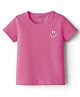 Kookie Kids Single Jersey Knit Half Sleeves T-Shirt With Smiley Print - Pink