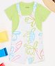 Pantaloons Baby 100% Cotton Knit Tortoise Printed Dungaree With Half Sleeves Tee Set - White