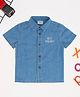 Pantaloons Baby Denim Woven Half Sleeves Hammerhead Shark & Crab Printed Shirt - Blue