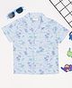 Pantaloons Baby Cotton Woven Half Sleeves Hawaiian Theme Printed & Striped Shirt - Light Blue