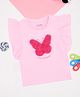 Pantaloons Baby Cotton Knit Frill Sleeves Butterfly Shaped Applique Detailed Top - Baby Pink