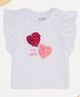Pantaloons Baby Cotton Knit Frill Sleeves Hearts Shaped Applique Detailed Top - White