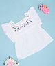 Pantaloons Baby Cotton Woven Flutter Sleeves Floral & Butterfly Embroidered Peplum Top - White