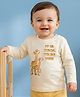 Babyoye 100% Cotton Knit Full Sleeves T-Shirt with Giraffe Print - Offwhite