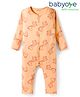 Babyoye 100% Cotton Knit Full Sleeves Romper With Giraffe Print - Orange