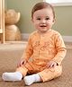 Babyoye 100% Cotton Knit Full Sleeves Romper With Giraffe Print - Orange
