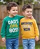 Babyhug Cotton Knit Full Sleeves Sweatshirts With Text Graphics Pack of 2 - Green & Yellow