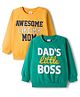 Babyhug Cotton Knit Full Sleeves Sweatshirts With Text Graphics Pack of 2 - Green & Yellow