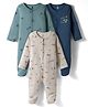 I Bears Interlock Knit Full Sleeves Sleep Suits with Desert Theme Print Pack of 3 - Cream Navy Blue & Dark Green