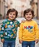 Babyhug Cotton Knit Full Sleeves Sweatshirts with Happy Days Text Print Pack of 2 - Yellow & Dark Green