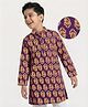 Pine Kids Cotton Woven Full Sleeves Kurta with Floral Print - Purple