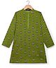 Pine Kids Cotton Woven Full Sleeves Floral Printed Kurta  - Green
