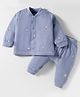 I Bears Fleece Knit Full Sleeves Winter Wear Sweatshirt & Joggers Set with Mushroom Print - Blue
