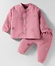 I Bears Fleece Knit Full Sleeves Winter Wear Sweatshirt & Joggers Set with Mushroom Print - Rose Gold