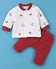 I Bears Fleece Knit Full Sleeves Co-ord Winter Wear Sweatshirt & Joggers Set with Elephant Print - Pink