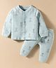I Bears Fleece Knit Full Sleeves Co-ord Winter Wear Sweatshirt & Joggers Set with Elephant Print - Light Blue